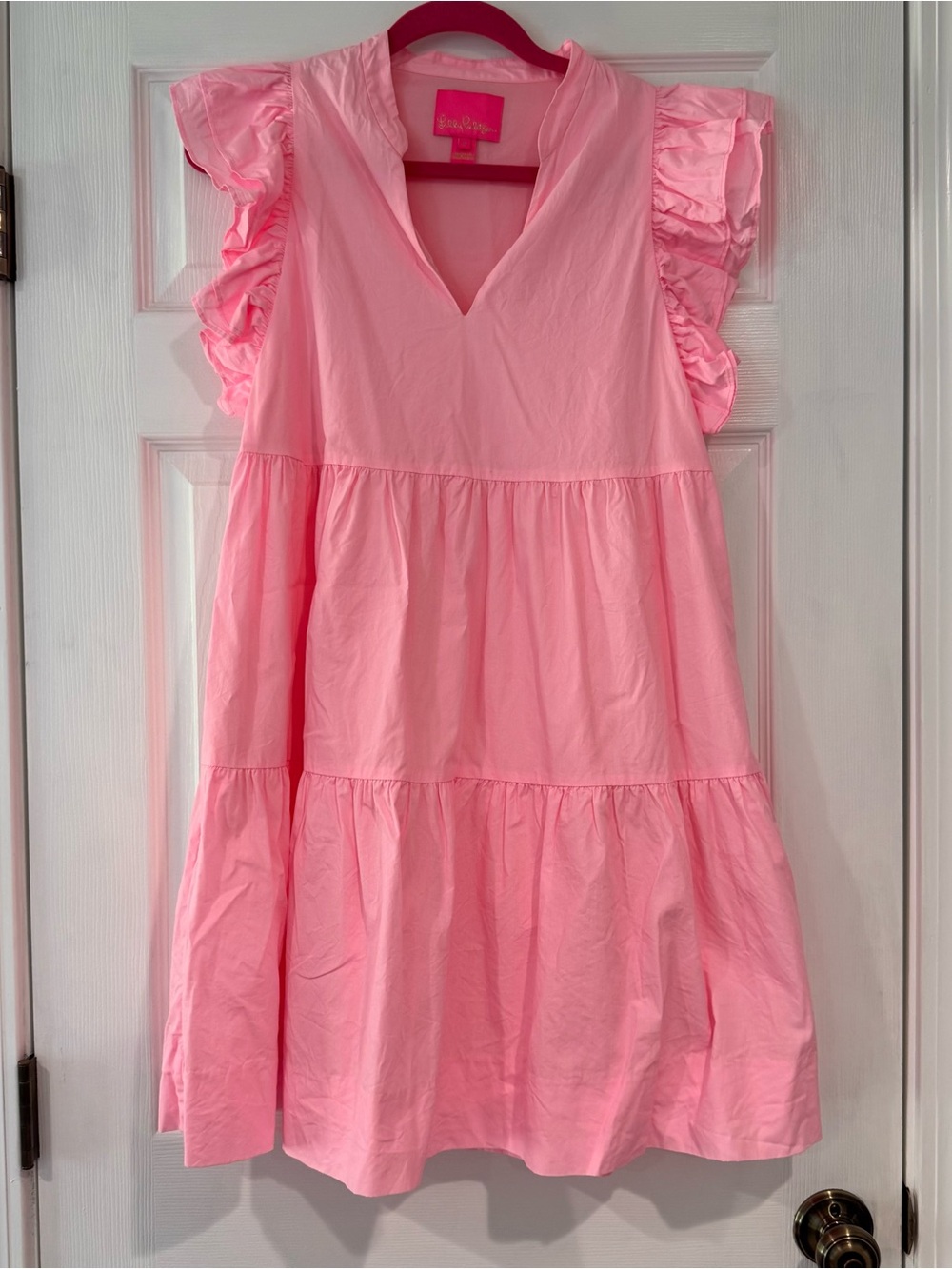 Lilly Pulitzer Aldena Light Pink Ruffle Sleeve Tiered Dress - Picture 2 of 3